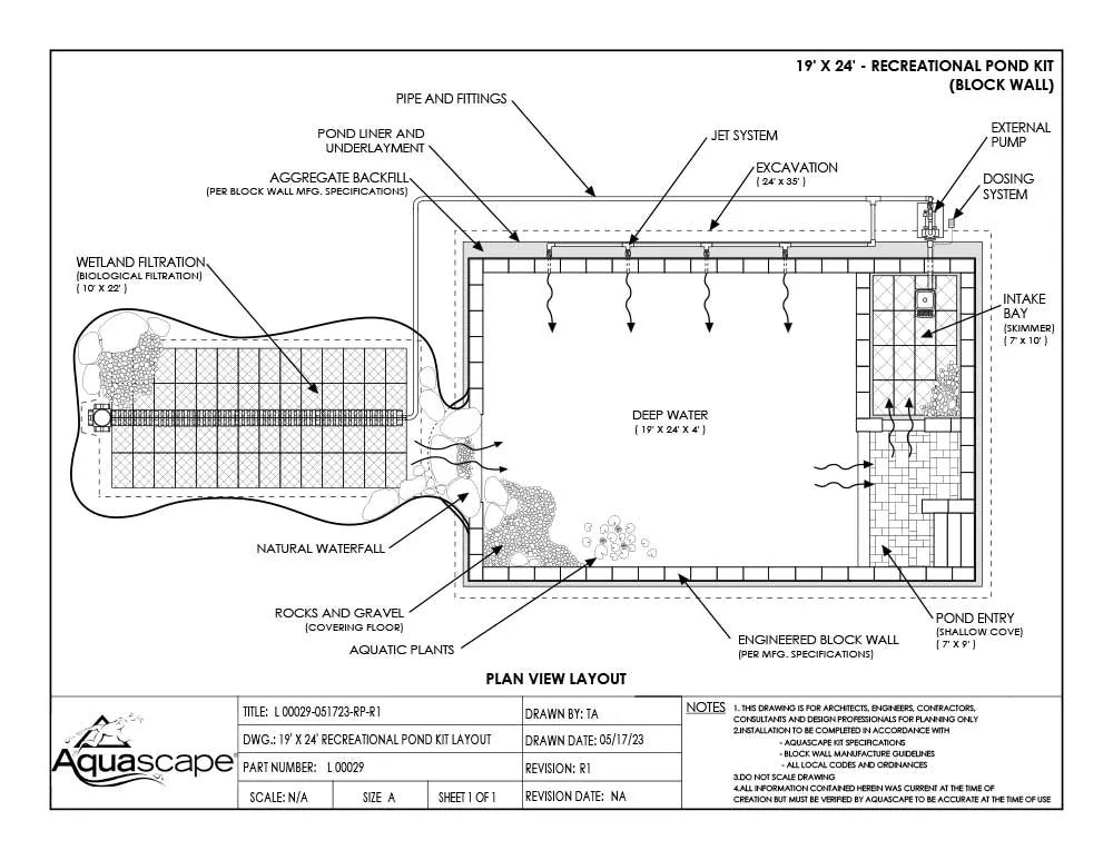 Recreational Pond Kit - 19' X 24' - Canada