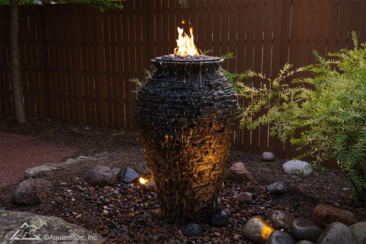 Photo of Aquascape Fire and Water Stacked Slate Urn Large - Aquascape Canada