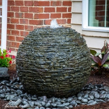 Photo of Aquascape Medium Stacked Slate Sphere Fountain Kit - Aquascape Canada